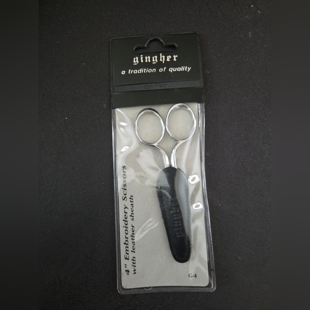 Gingher 4" Embroidery Scissors Made in Germany G-4 w/leather sheath